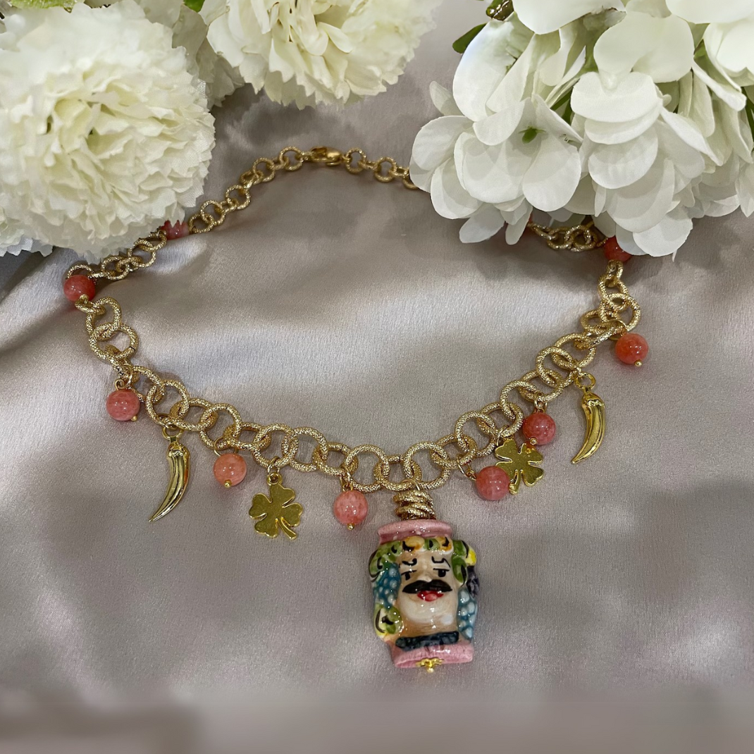 Collar Cabeza de Moros Rosas