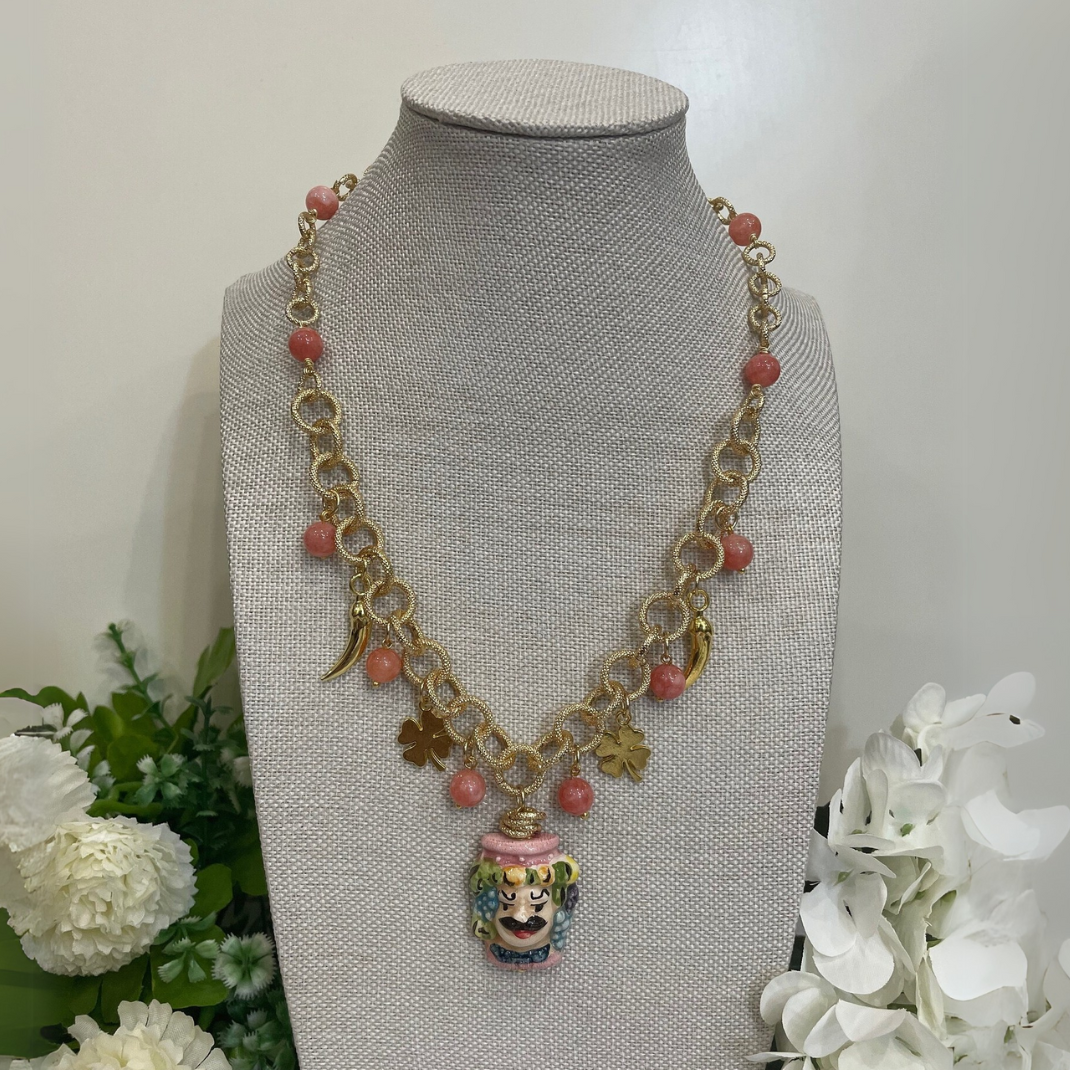 Collar Cabeza de Moros Rosas