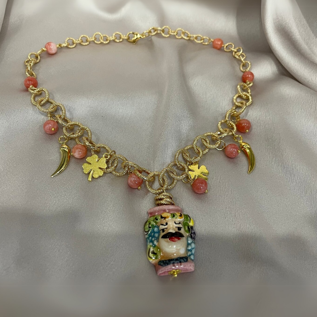 Collar Cabeza de Moros Rosas