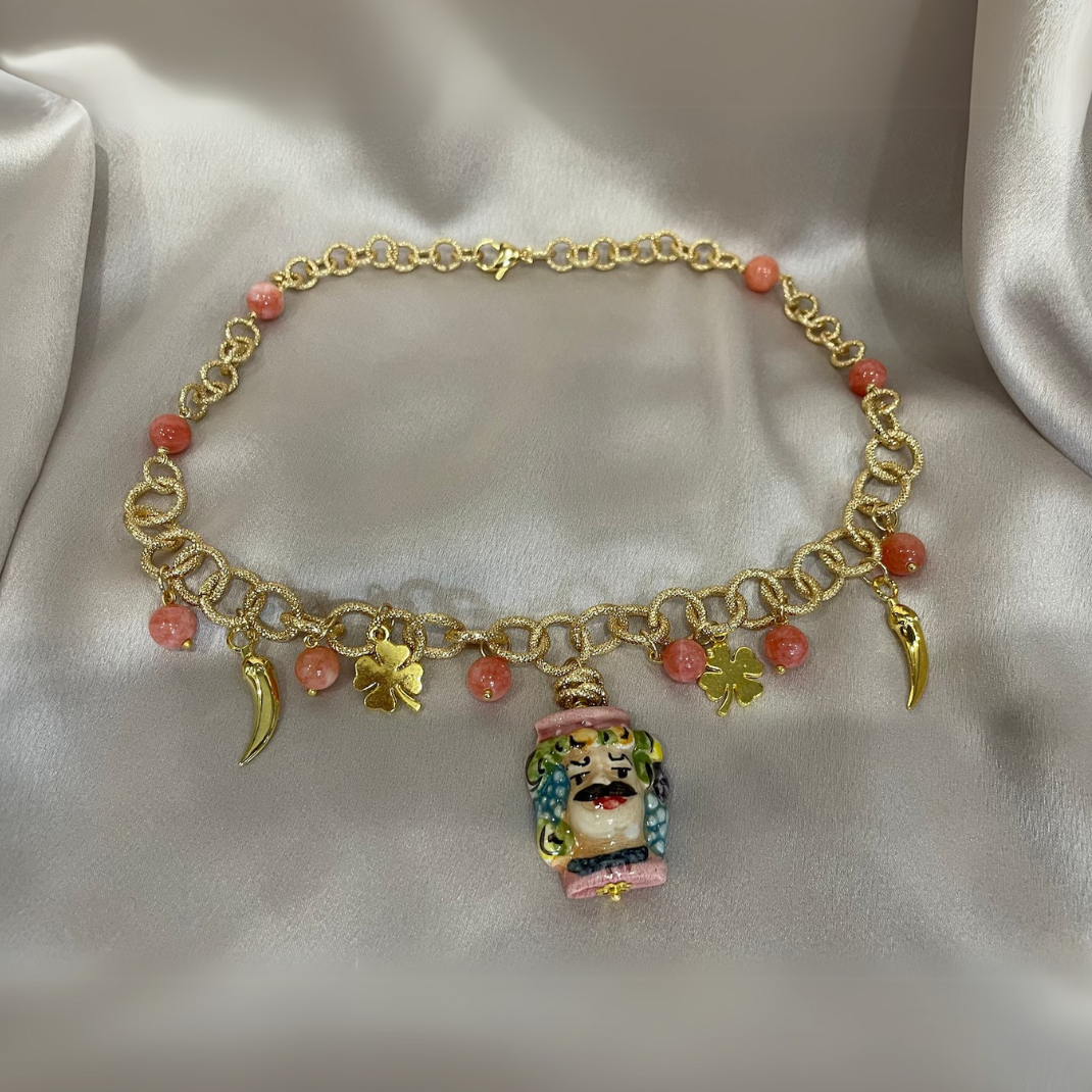 Collar Cabeza de Moros Rosas