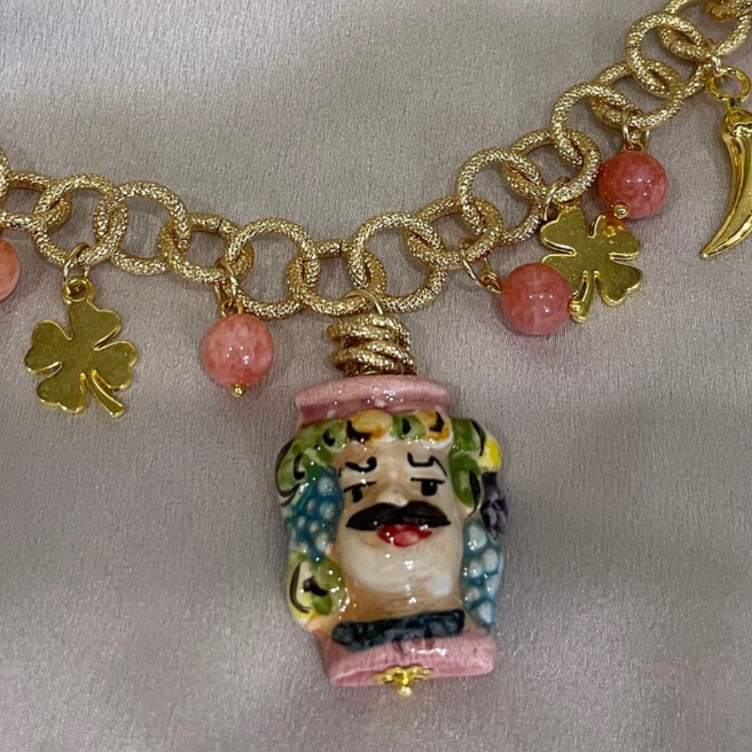 Collar Cabeza de Moros Rosas