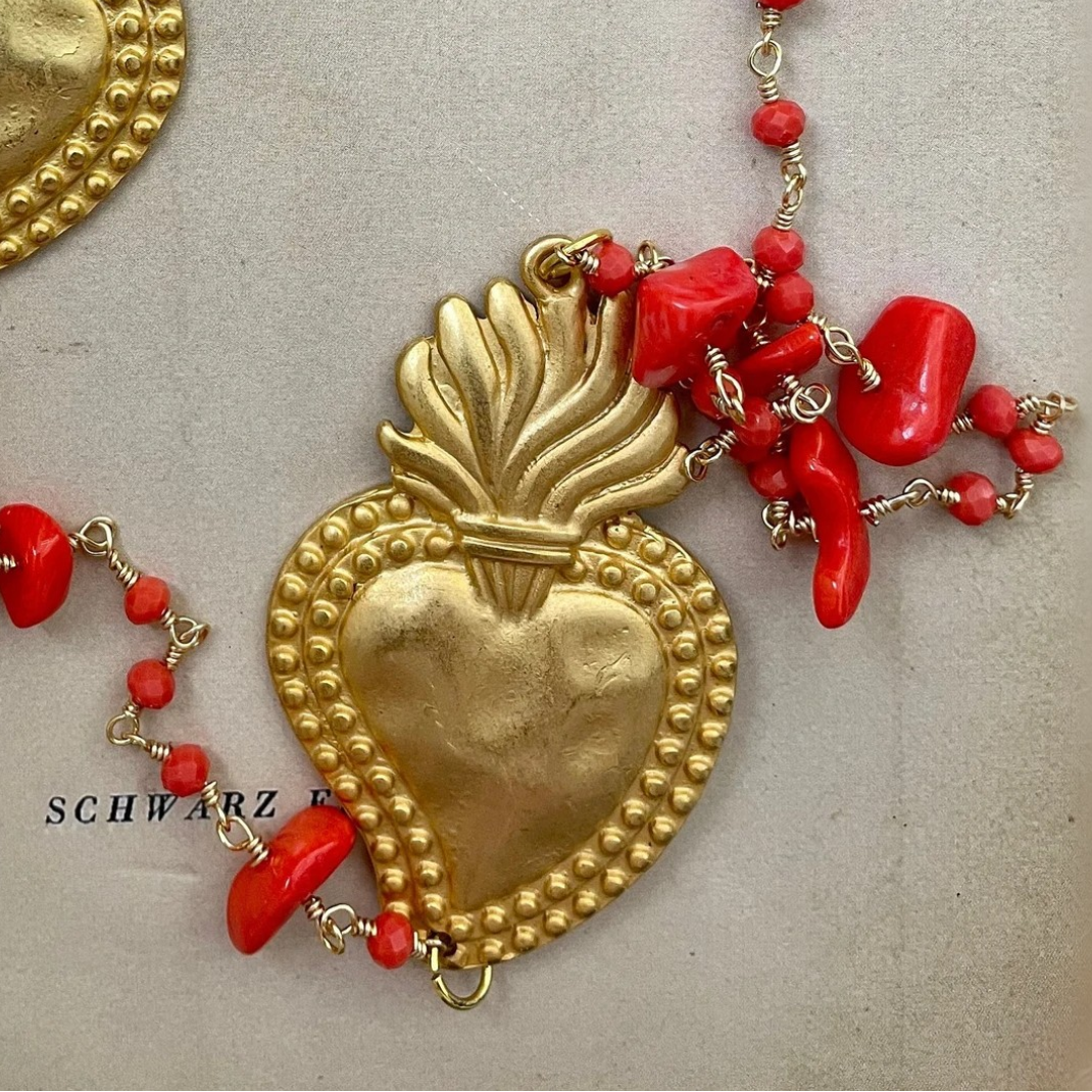 Collar Doble Corazón Rojo