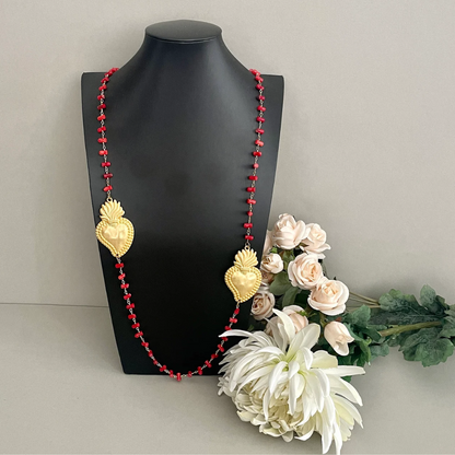 Collar Doble Corazón Rojo