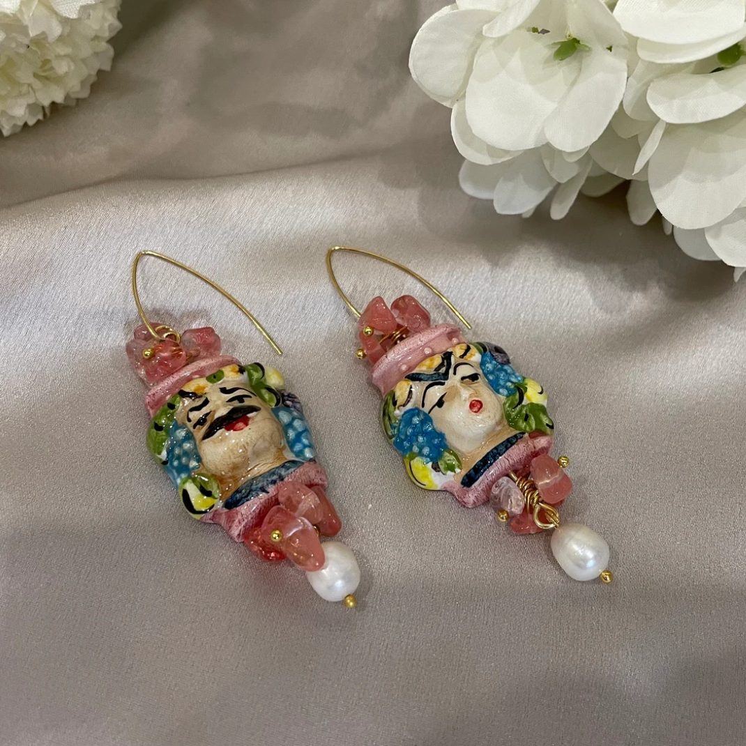 Pendientes Cabezas de Moros Rosas
