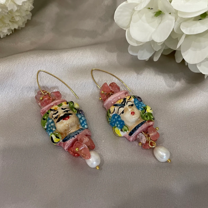 Pendientes Cabezas de Moros Rosas