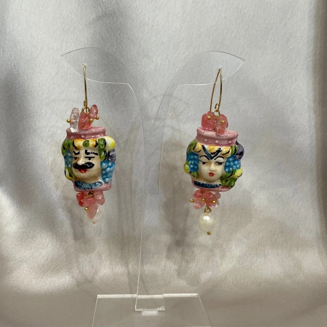 Pendientes Cabezas de Moros Rosas