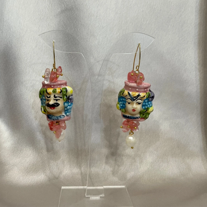 Pendientes Cabezas de Moros Rosas