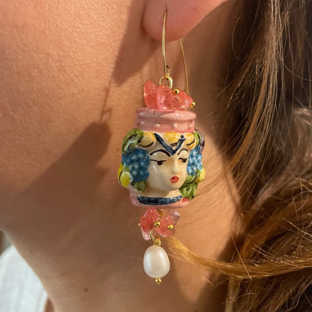 Pendientes Cabezas de Moros Rosas