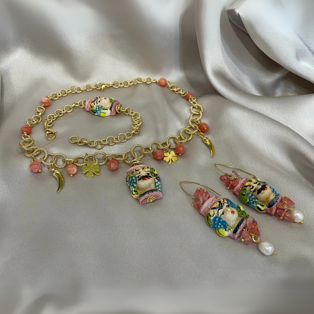 Pendientes Cabezas de Moros Rosas