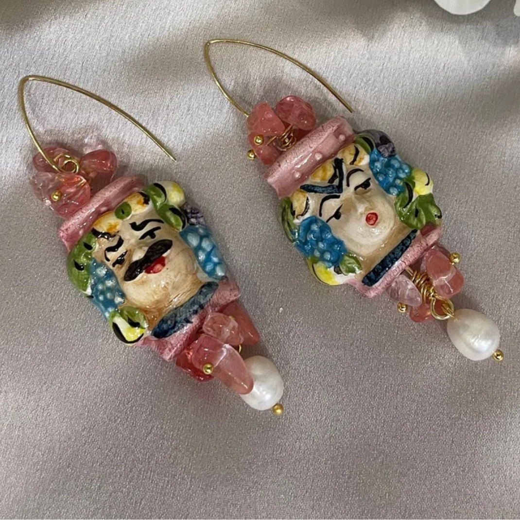 Pendientes Cabezas de Moros Rosas