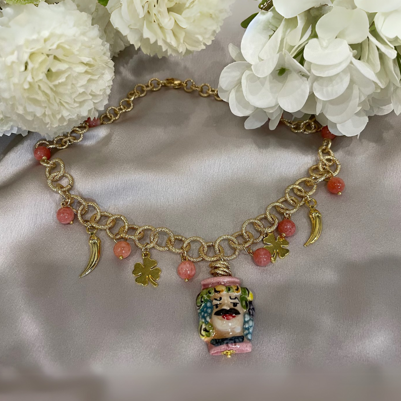 Collar Cabeza de Moros Rosas